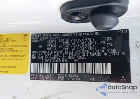 2005 Lexus Rx 330 z USA, uszkodzony, nr VIN 2T2HA31U55C043938